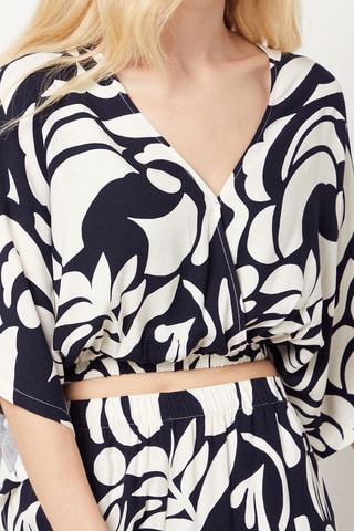 Crop top pigiama Belin - Navy ed ecrù