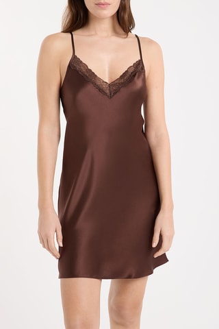 Babydoll in seta Milky - Marrone