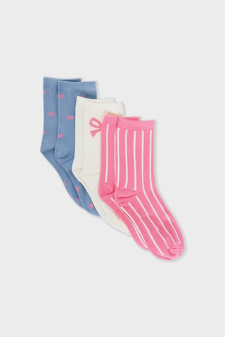 3 paia di calze Love - Cobalto e rosa