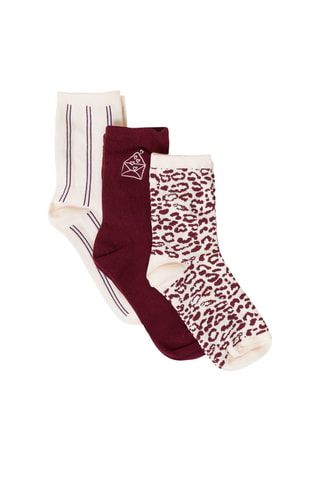 3 paia di calze Galika - Bordeaux e beige