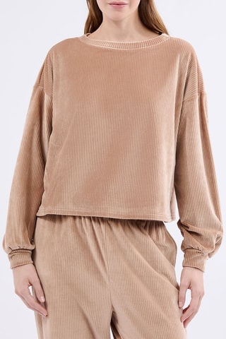 Sweat en velours Gigi - Taupe