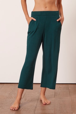 Pantalon de pyjama 7/8 en velours taille haute Amythis - Vert foncé