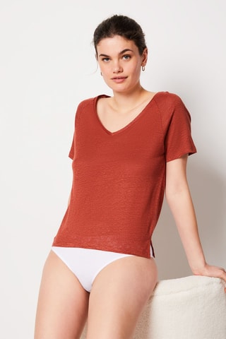 T-shirt in lino - Ruggine