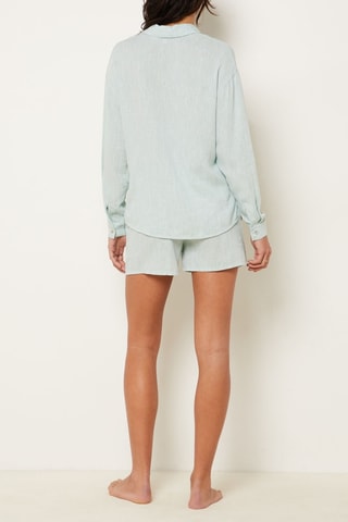Shorts pigiama in lino Justine - Verde acqua