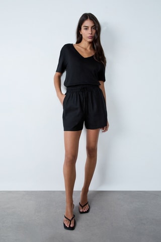 Short en lin Essentiel - Noir