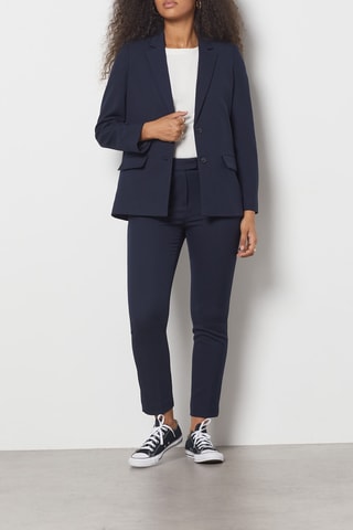 Pantalon cigarette taille haute - Bleu