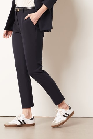 Pantalon cigarette taille haute - Bleu