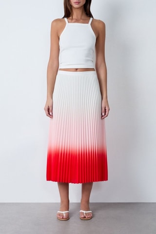 Jupe plissé dip and dye Essentiel - Blanc et rouge