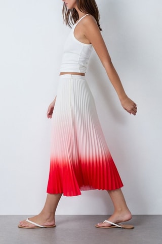 Jupe plissé dip and dye Essentiel - Blanc et rouge
