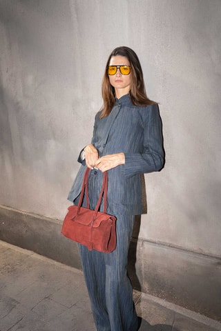 Sac porté épaule en nubuck Dunn - Bordeaux