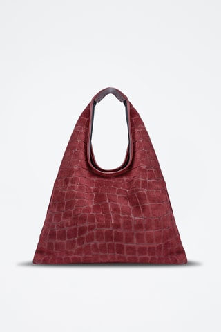 Sac porté épaule en nubuck Lennox - Bordeaux
