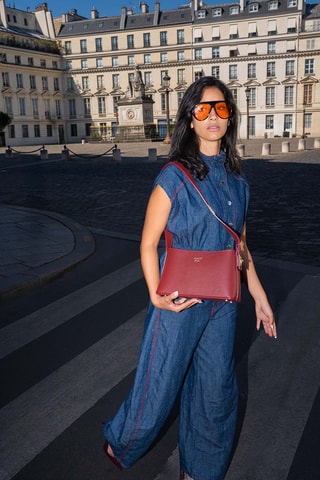 Sac porté épaule en cuir Goldie - Bordeaux