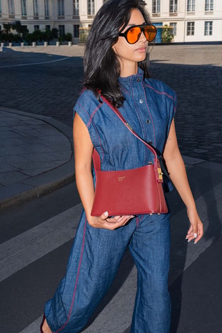 Sac porté épaule en cuir Goldie - Bordeaux