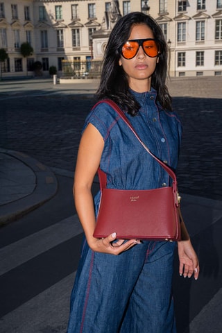 Sac porté épaule en cuir Goldie - Bordeaux