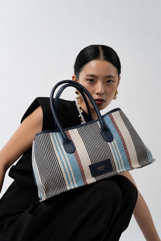 Sac à main en cuir Lyn - Bleu marine