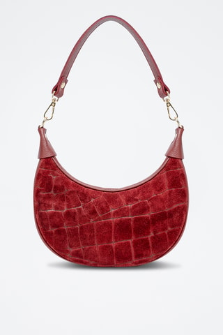 Sac porté épaule en nubuck Aster  - Bordeaux