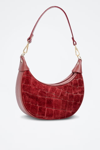 Sac porté épaule en nubuck Aster  - Bordeaux