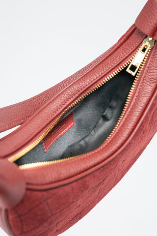 Sac porté épaule en nubuck Aster  - Bordeaux