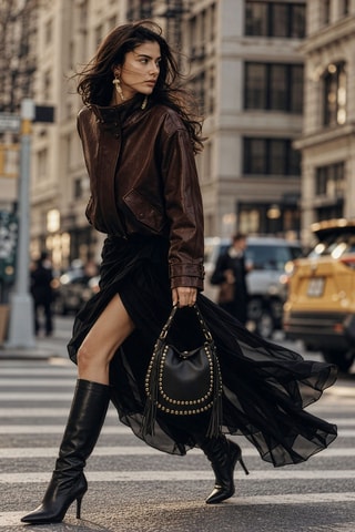 Sac porté épaule en cuir Lois - Noir