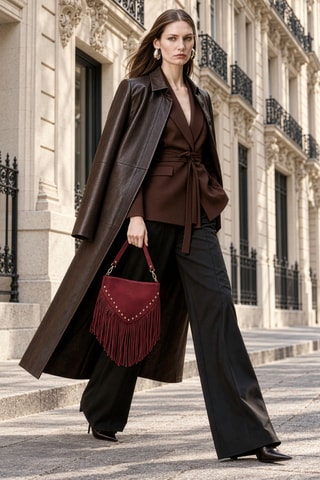 Sac à main en cuir Cole - Bordeaux