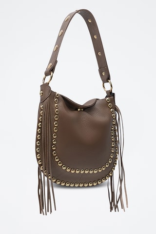 Sac porté épaule en cuir Lois - Taupe