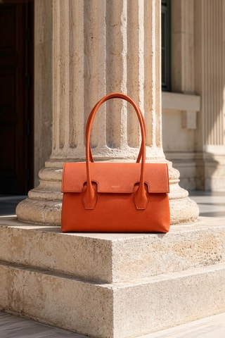 Sac à main en cuir Solenne - Orange