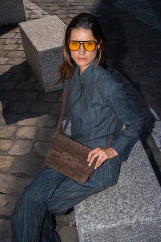 Sac bandoulière en nubuck André - Marron
