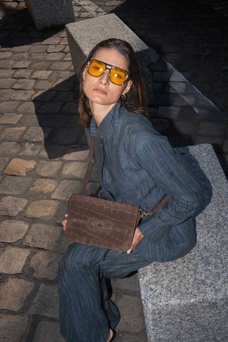 Sac bandoulière en nubuck André - Marron