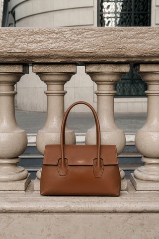 Sac à main en cuir Solenne - Camel
