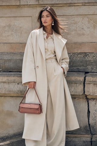 Sac porté épaule en cuir Luna - Marron