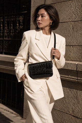 Sac bandoulière en cuir André - Noir