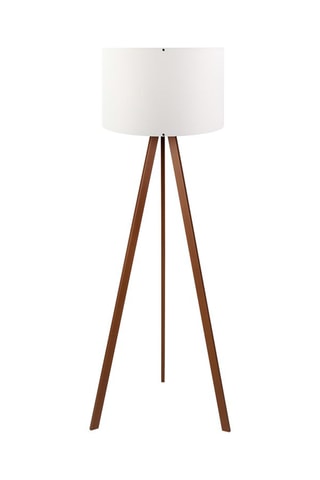 Lampadaire trépied - Imitation bois foncé et blanc - 60 W