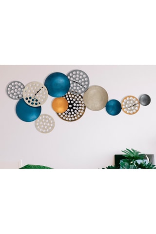 Décoration murale 8PBCT-007 - Bleu et doré - 90 x 8 x 42 cm