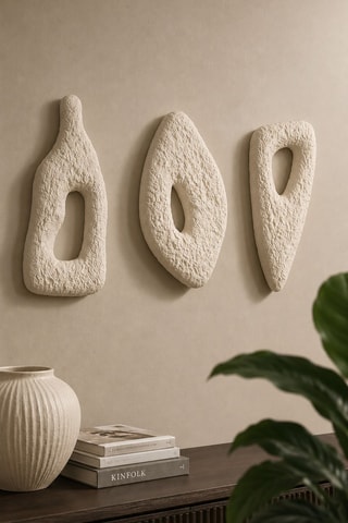3 adornos murales - 18 x 40 cm, 25 x 45 cm y 18 x 40 cm - Blanco