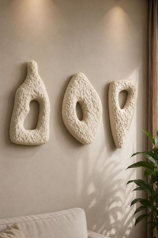 3 adornos murales - 18 x 40 cm, 25 x 45 cm y 18 x 40 cm - Blanco