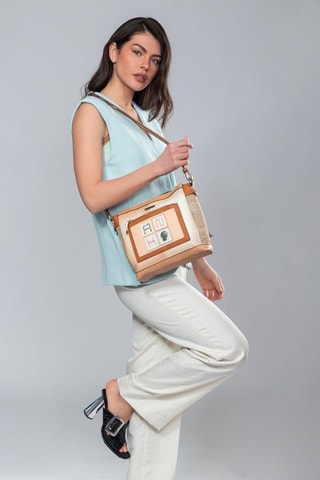 Sac bandoulière - Beige et marron