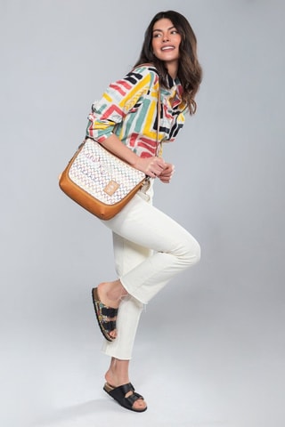 Sac bandoulière - Blanc, marron et beige