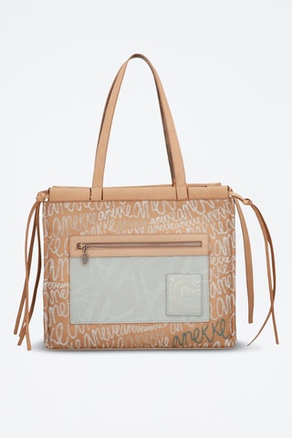 Sac porté épaule - Blanc, beige et bleu