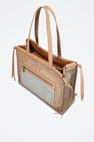 Sac porté épaule - Blanc, beige et bleu