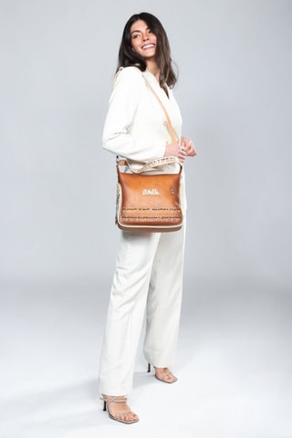 Sac porté épaule - Jaune, marron et beige