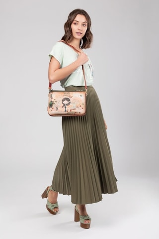 Sac bandoulière - Vert, marron et beige