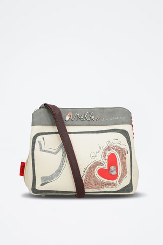 Sac bandoulière - Beige et rouge