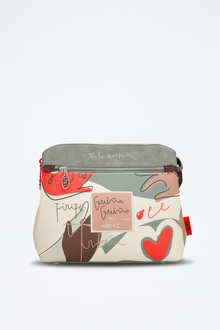 Sac bandoulière - Beige et rouge
