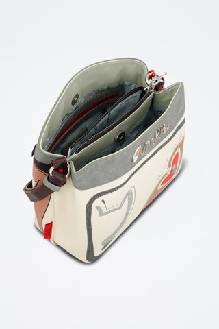 Sac bandoulière - Beige et rouge