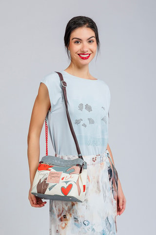 Sac bandoulière - Beige et rouge