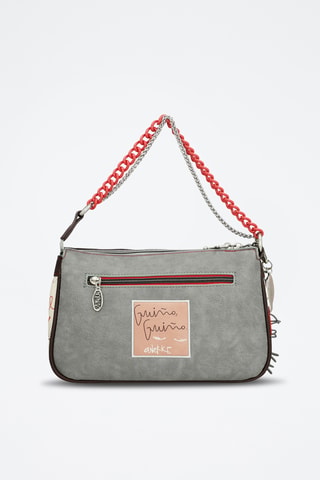 Sac bandoulière - Beige et rouge
