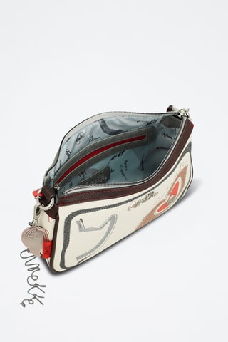 Sac bandoulière - Beige et rouge