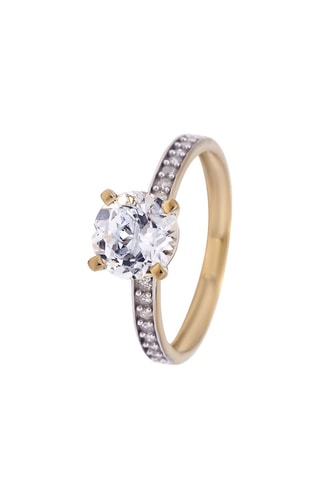 Anello Colombine - Oro giallo, diamanti e topazio