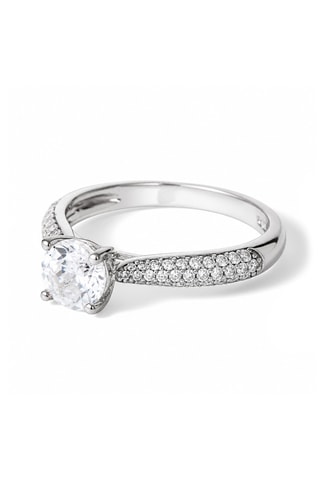 Anello Tawo - Oro bianco, diamanti e topazio