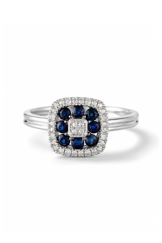 Anello Volga - Oro bianco, diamanti e zaffiri